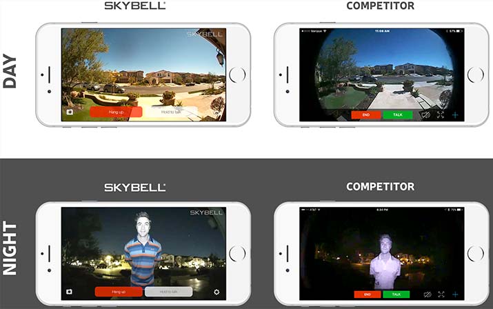 SkyBell day and night video quality comparison