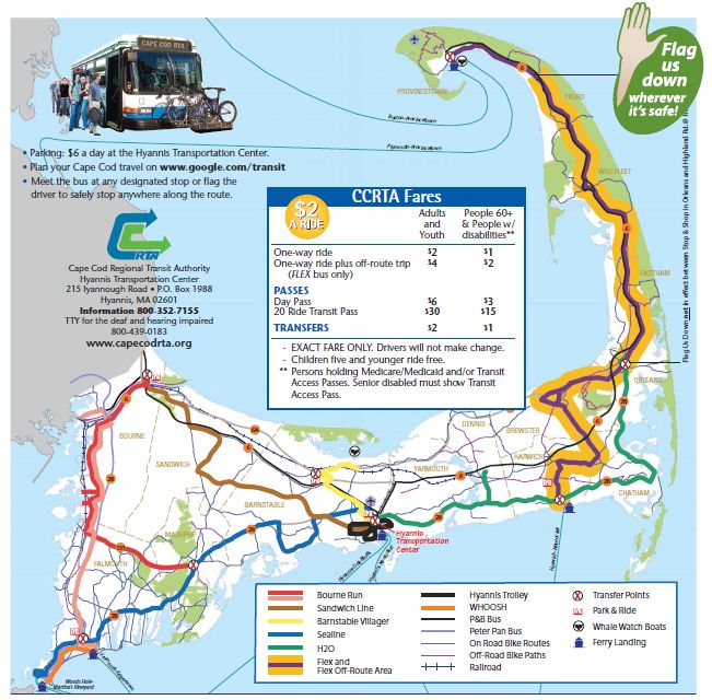 cape cod regional transit authority routes and fares