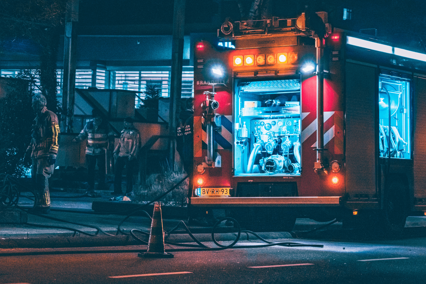 fire truck at night