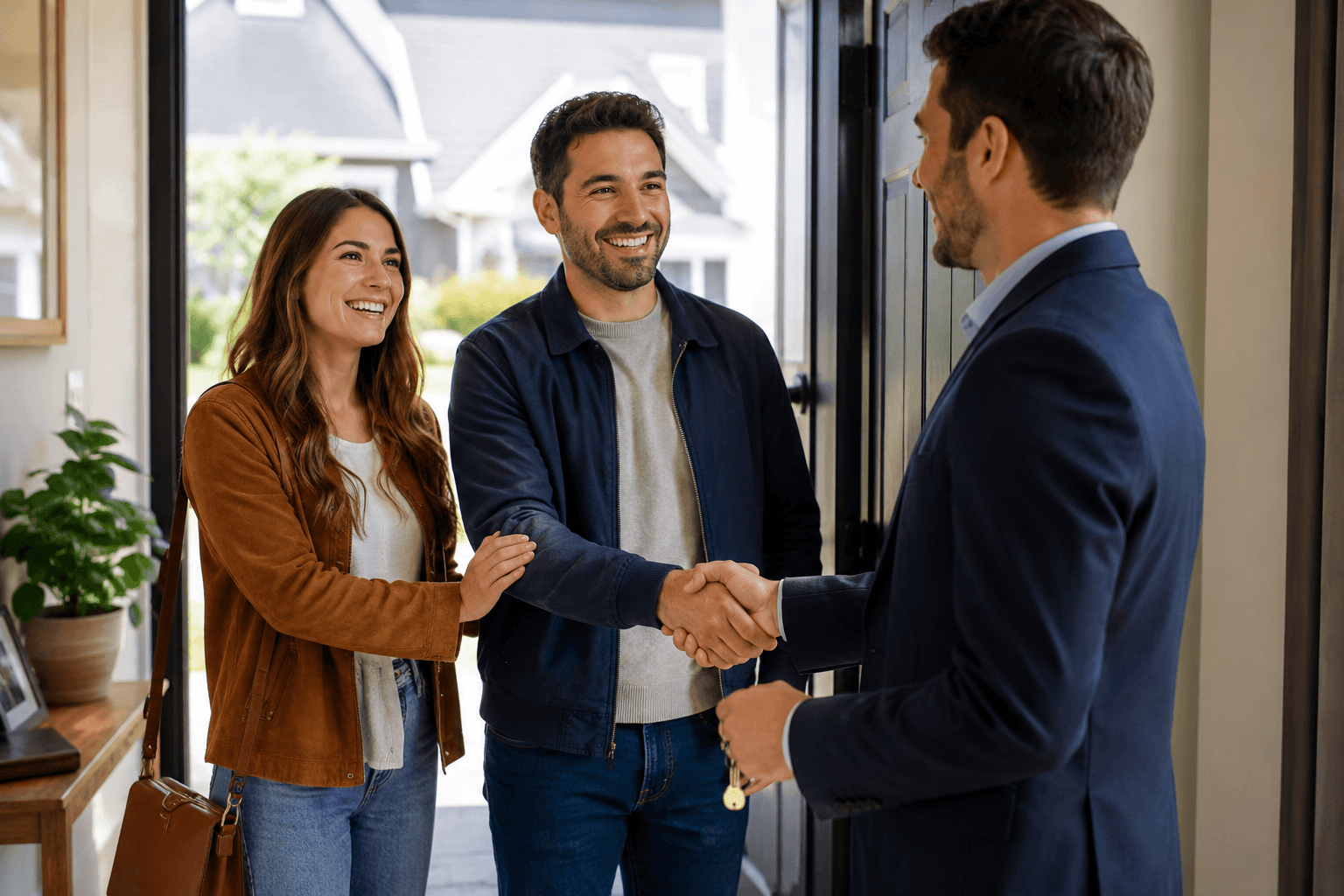 homeowners meeting real estate agent 
