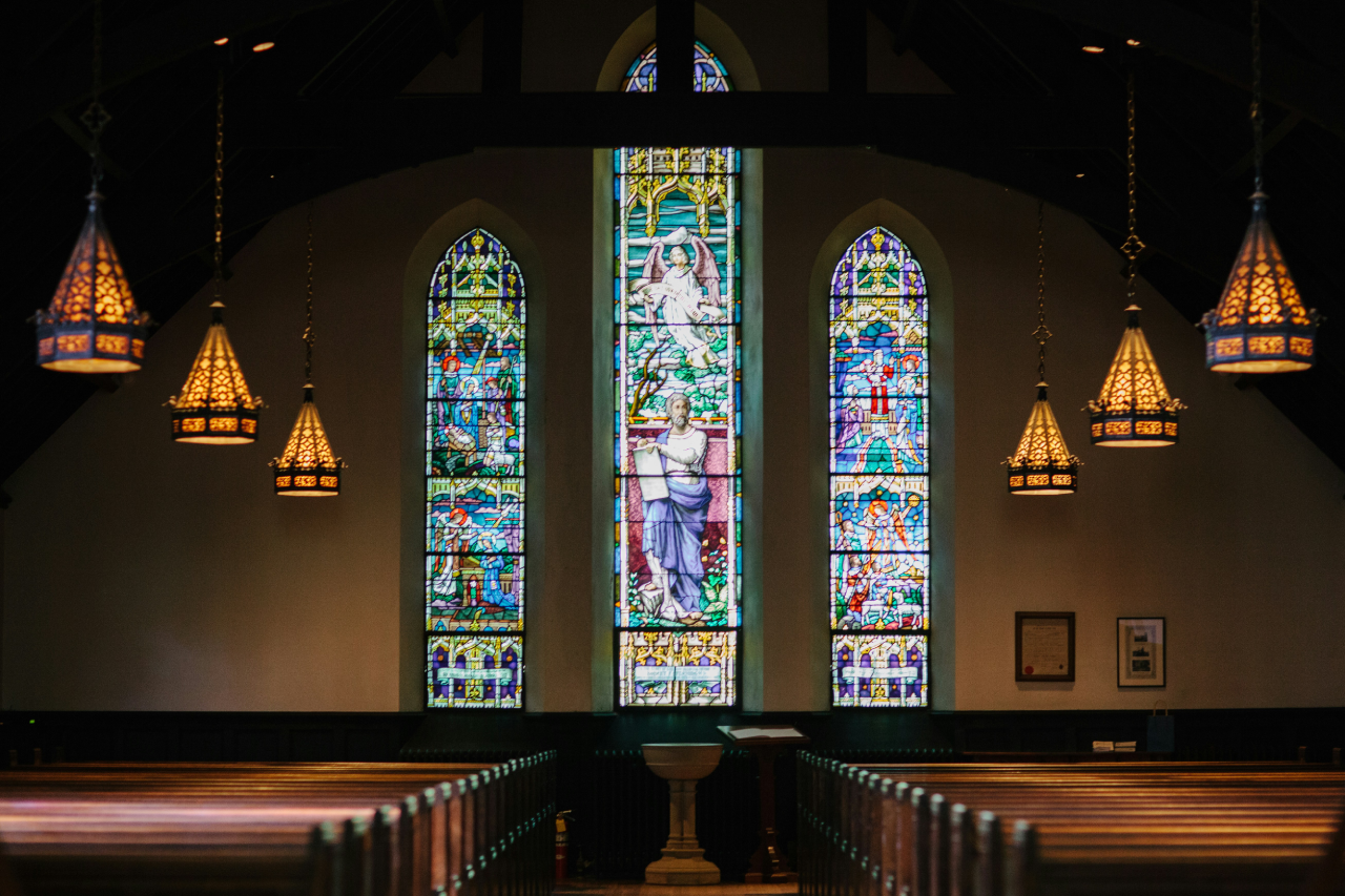 church interior stained glass